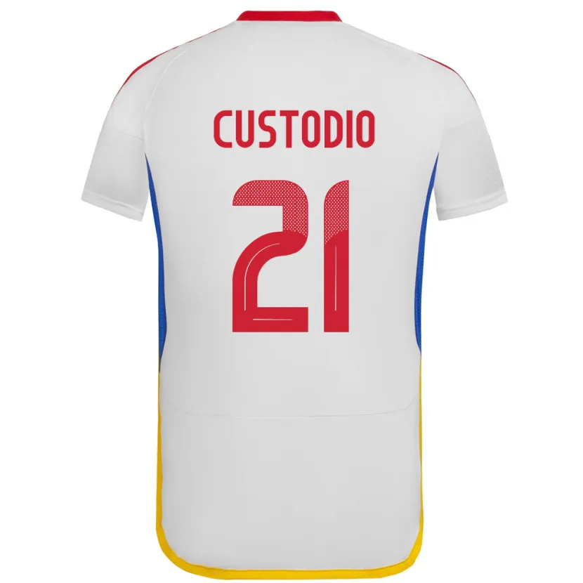 Danxen Bambino Maglia Venezuela Alex Custodio #21 Bianco Kit Gara Away 24-26 Maglietta