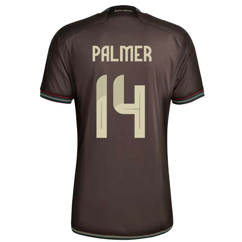 Danxen Bambino Maglia Giamaica Kasey Palmer #14 Marrone Notte Kit Gara Away 24-26 Maglietta