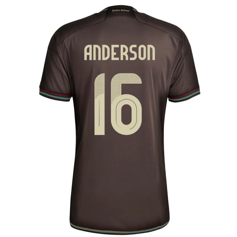 Danxen Bambino Maglia Giamaica Karoy Anderson #16 Marrone Notte Kit Gara Away 24-26 Maglietta