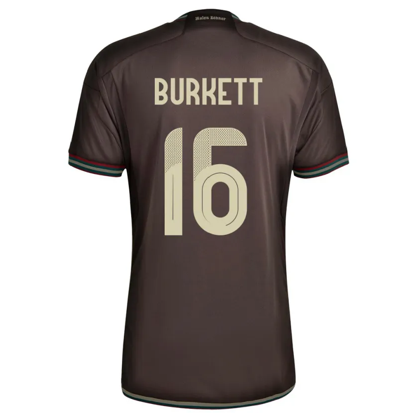 Danxen Bambino Maglia Giamaica Brian Burkett #16 Marrone Notte Kit Gara Away 24-26 Maglietta