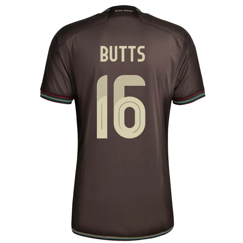 Danxen Bambino Maglia Giamaica Njeri Butts #16 Marrone Notte Kit Gara Away 24-26 Maglietta