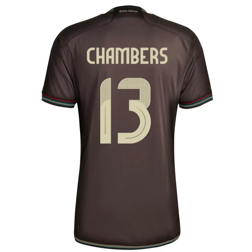 Danxen Bambino Maglia Giamaica Chris-Ann Chambers #13 Marrone Notte Kit Gara Away 24-26 Maglietta