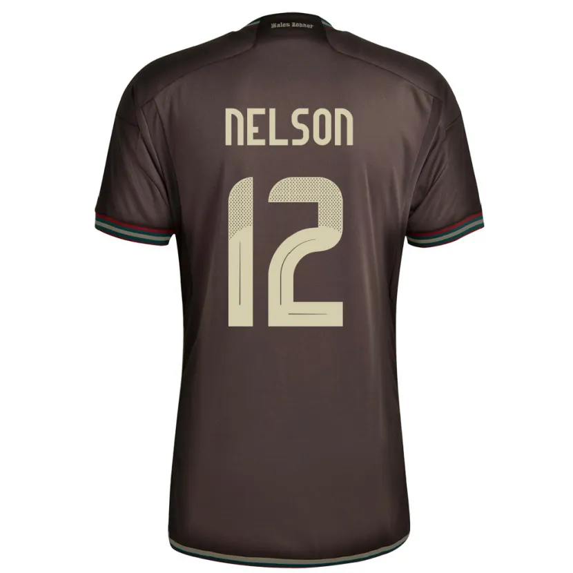 Danxen Bambino Maglia Giamaica Tyiesha Nelson #12 Marrone Notte Kit Gara Away 24-26 Maglietta