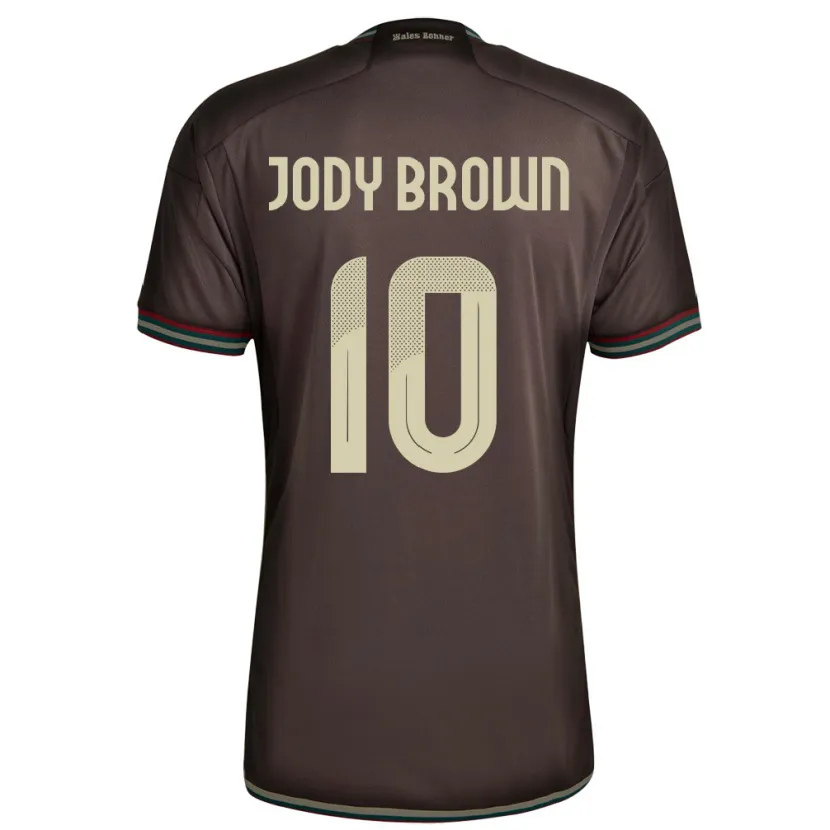 Danxen Bambino Maglia Giamaica Jody Brown #10 Marrone Notte Kit Gara Away 24-26 Maglietta