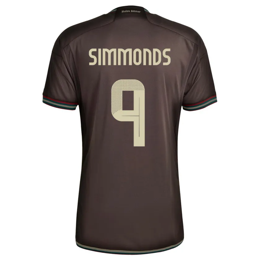 Danxen Bambino Maglia Giamaica Kameron Simmonds #9 Marrone Notte Kit Gara Away 24-26 Maglietta