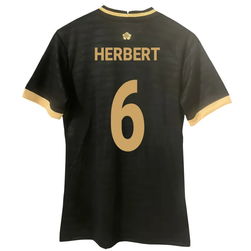 Danxen Bambino Maglia Panamá Giovany Herbert #6 Nero Kit Gara Away 24-26 Maglietta