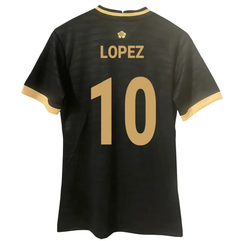 Danxen Bambino Maglia Panamá Ovidio Lopez #10 Nero Kit Gara Away 24-26 Maglietta