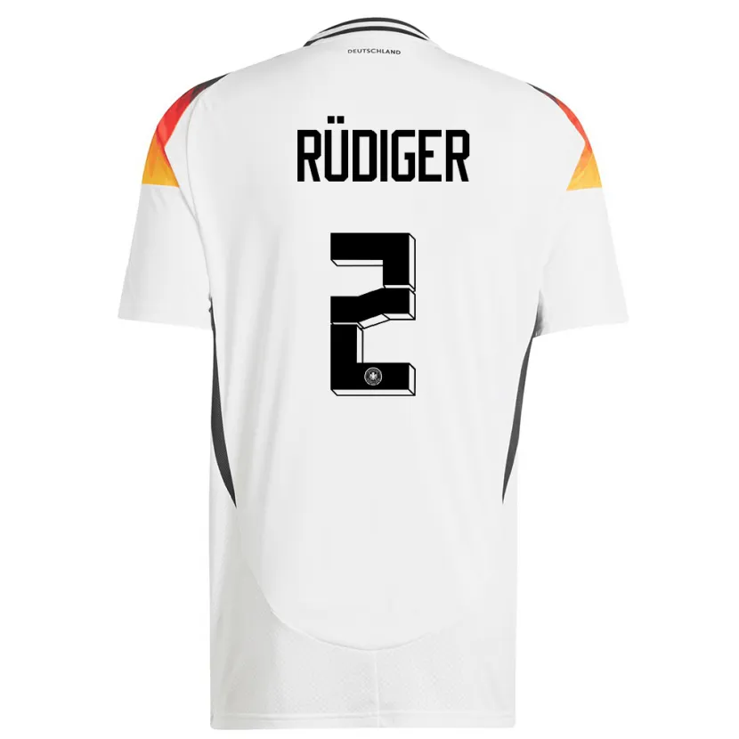 Danxen Uomo Maglia Germania Antonio Rudiger #2 Bianco Kit Gara Home 24-26 Maglietta