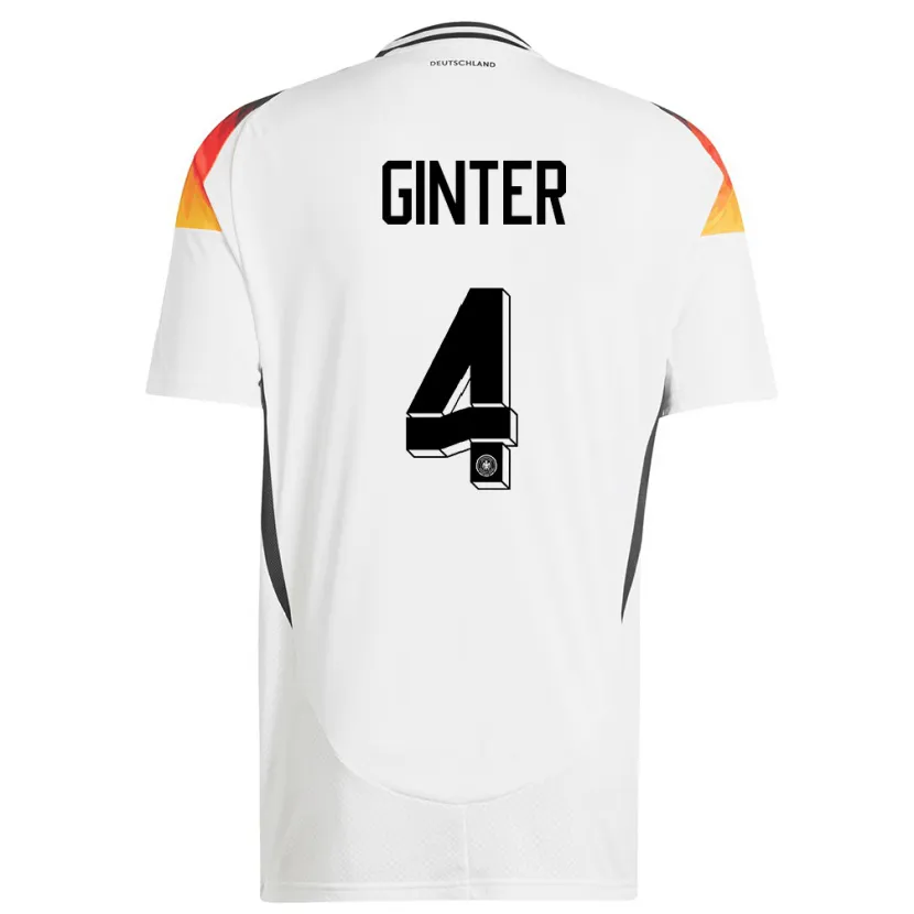 Danxen Uomo Maglia Germania Matthias Ginter #4 Bianco Kit Gara Home 24-26 Maglietta