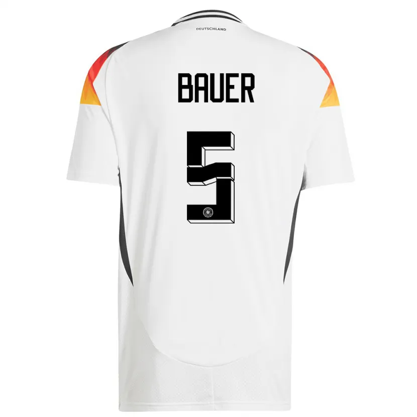 Danxen Uomo Maglia Germania Maximilian Bauer #5 Bianco Kit Gara Home 24-26 Maglietta