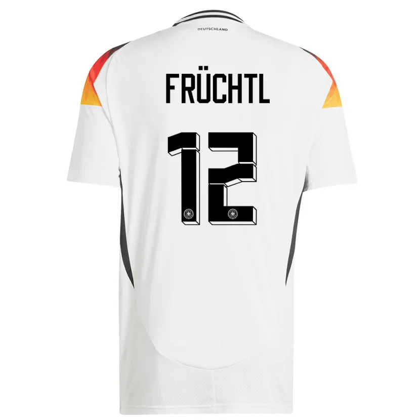 Danxen Uomo Maglia Germania Christian Fruchtl #12 Bianco Kit Gara Home 24-26 Maglietta