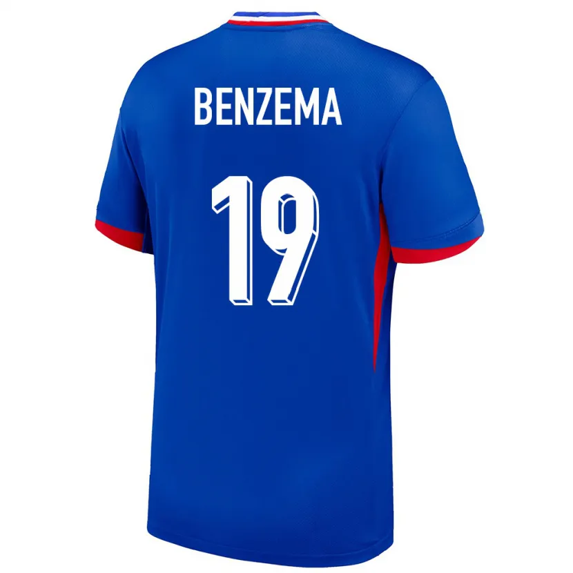 Danxen Uomo Maglia Francia Karim Benzema #19 Blu Kit Gara Home 24-26 Maglietta
