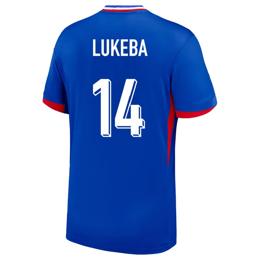 Danxen Uomo Maglia Francia Castello Lukeba #14 Blu Kit Gara Home 24-26 Maglietta