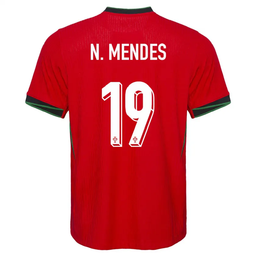 Danxen Uomo Maglia Portogallo Nuno Mendes #19 Rosso Kit Gara Home 24-26 Maglietta