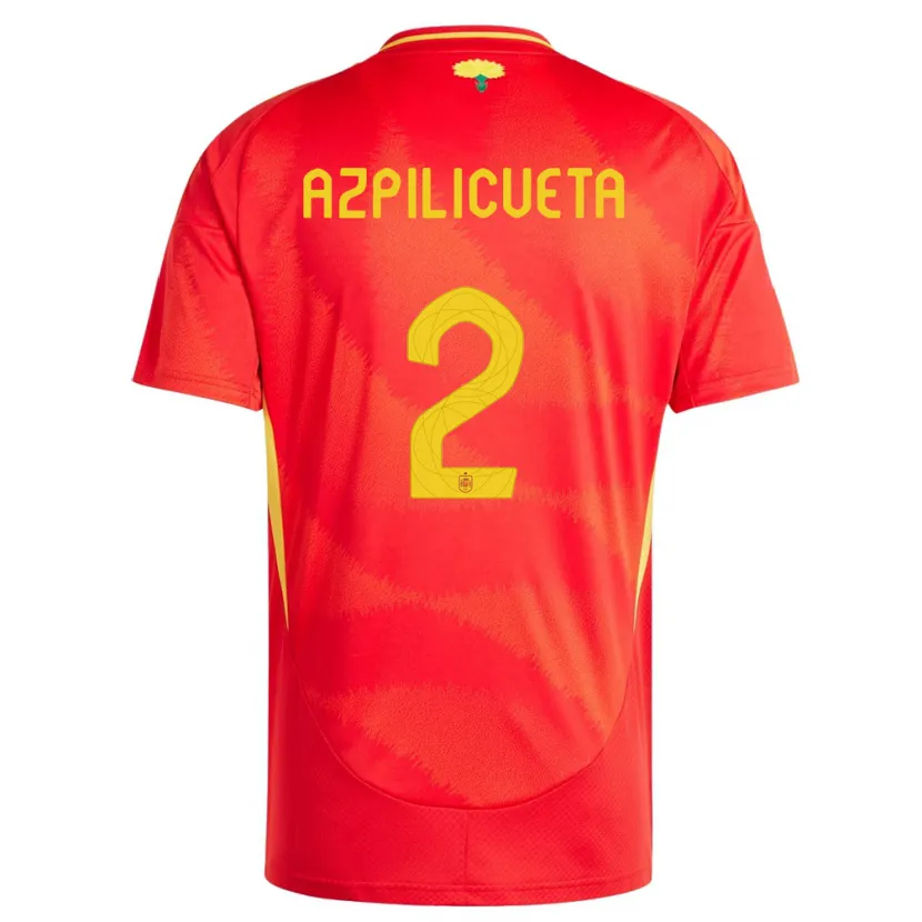 Danxen Uomo Maglia Spagna Cesar Azpilicueta #2 Rosso Kit Gara Home 24-26 Maglietta