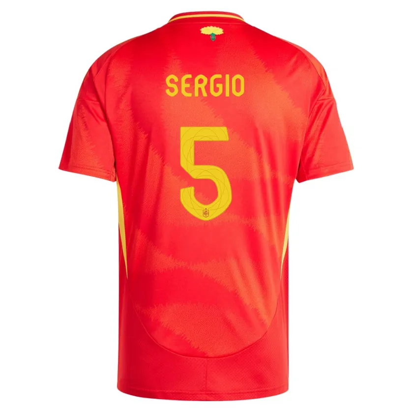 Danxen Uomo Maglia Spagna Sergio Busquets #5 Rosso Kit Gara Home 24-26 Maglietta