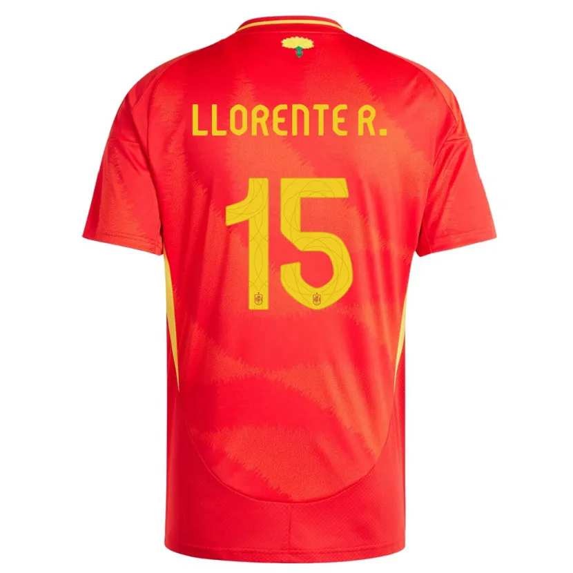 Danxen Uomo Maglia Spagna Diego Llorente #15 Rosso Kit Gara Home 24-26 Maglietta