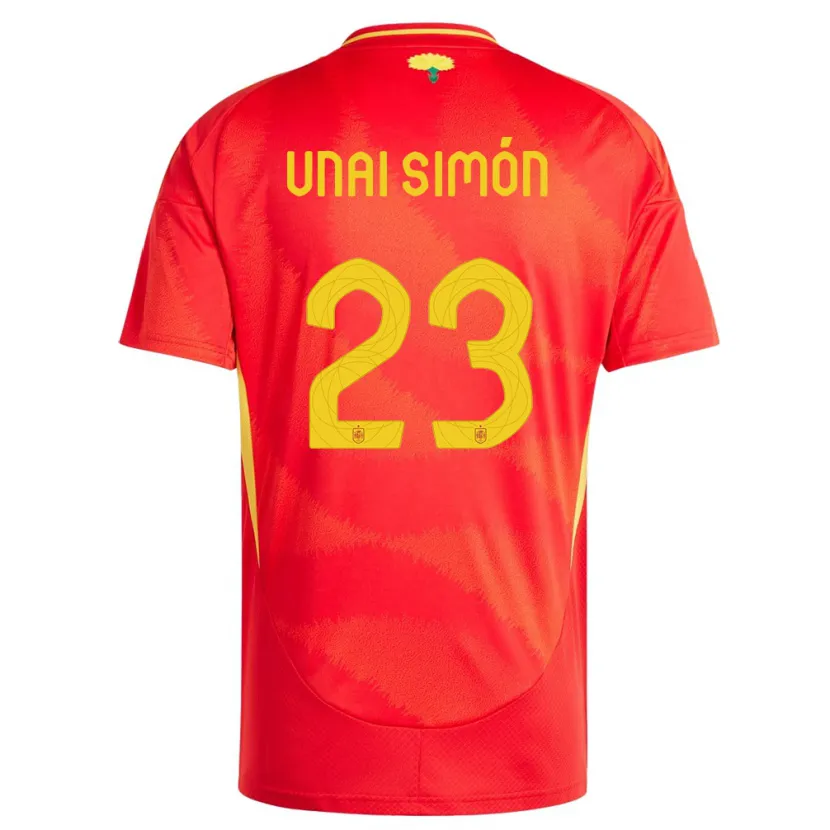 Danxen Uomo Maglia Spagna Unai Simon #23 Rosso Kit Gara Home 24-26 Maglietta