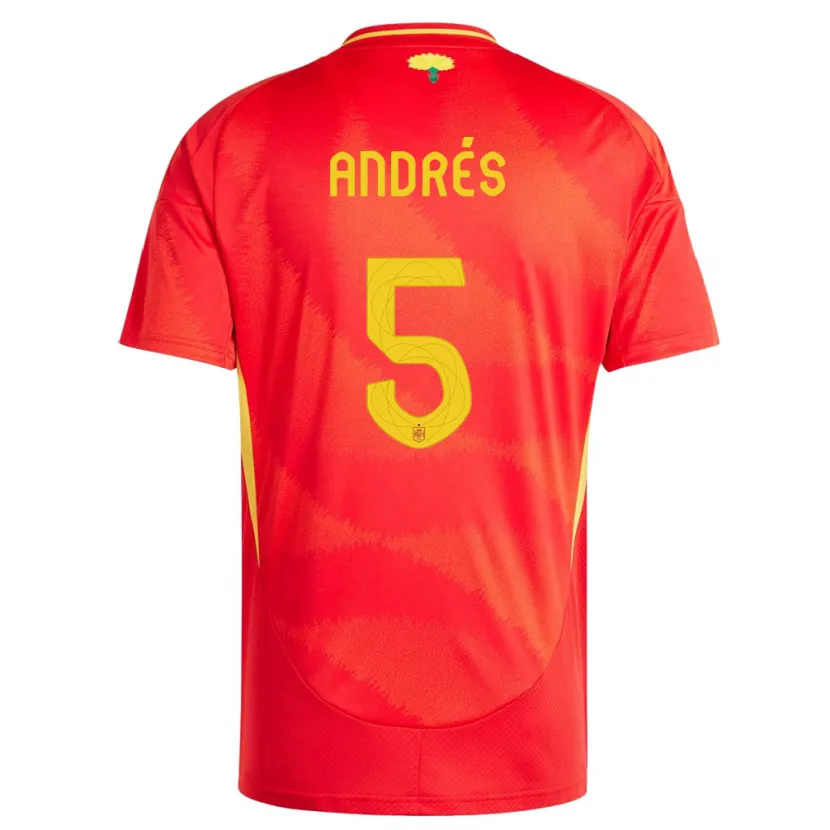 Danxen Uomo Maglia Spagna Ivana Andres #5 Rosso Kit Gara Home 24-26 Maglietta