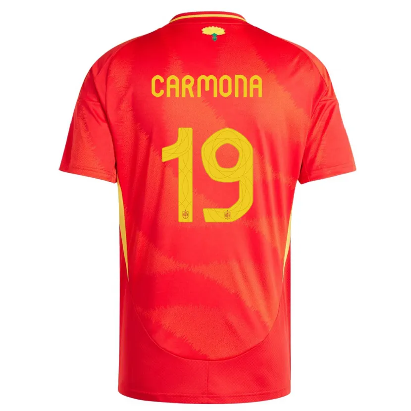 Danxen Uomo Maglia Spagna Olga Carmona #19 Rosso Kit Gara Home 24-26 Maglietta