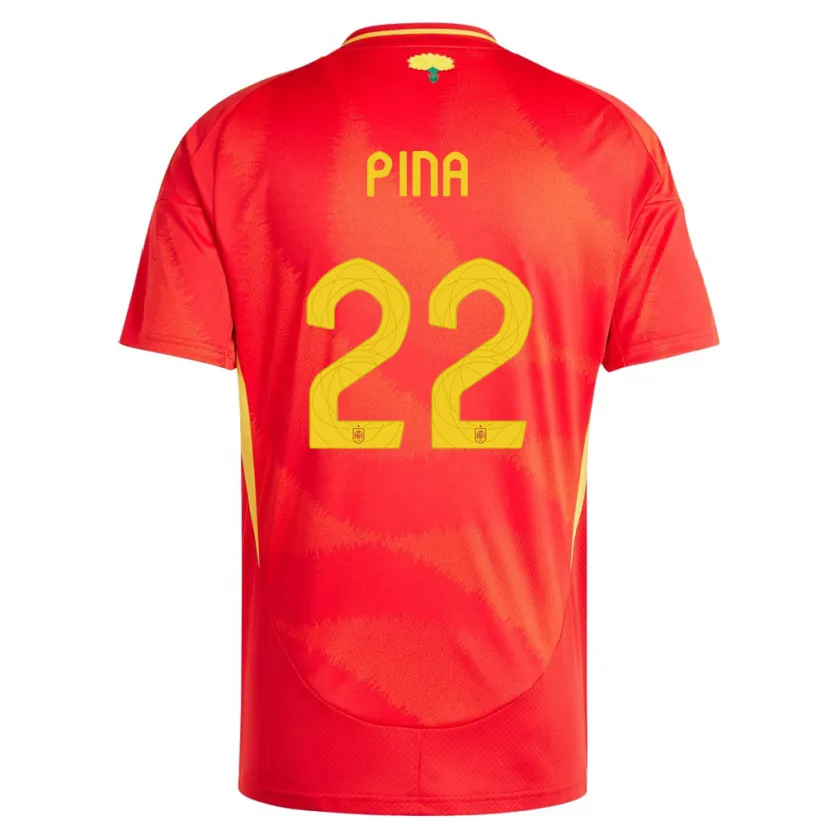 Danxen Uomo Maglia Spagna Claudia Pina #22 Rosso Kit Gara Home 24-26 Maglietta
