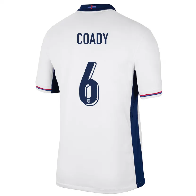Danxen Uomo Maglia Inghilterra Conor Coady #6 Bianco Kit Gara Home 24-26 Maglietta
