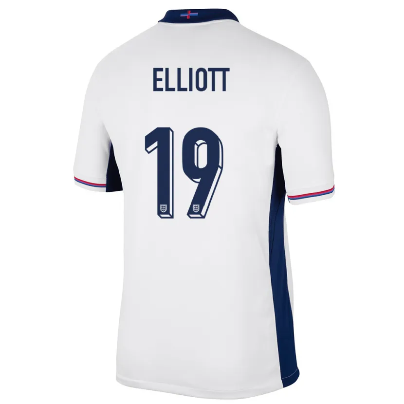 Danxen Uomo Maglia Inghilterra Harvey Elliott #19 Bianco Kit Gara Home 24-26 Maglietta