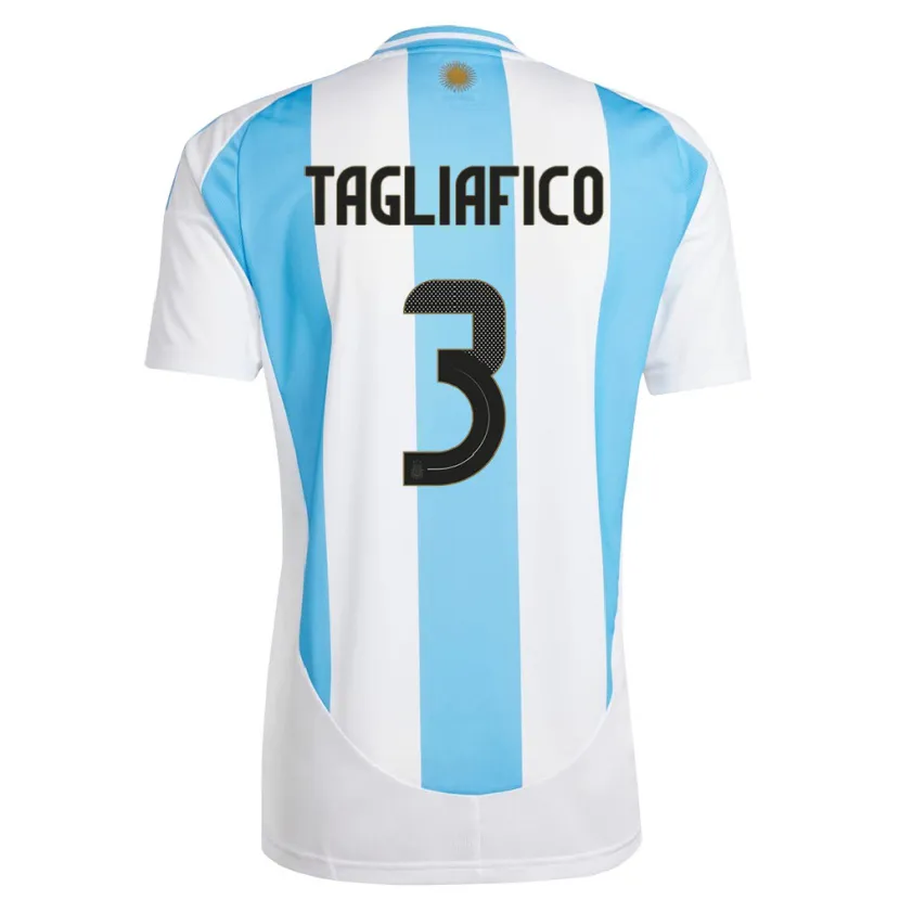 Danxen Uomo Maglia Argentina Nicolas Tagliafico #3 Bianco Blu Kit Gara Home 24-26 Maglietta
