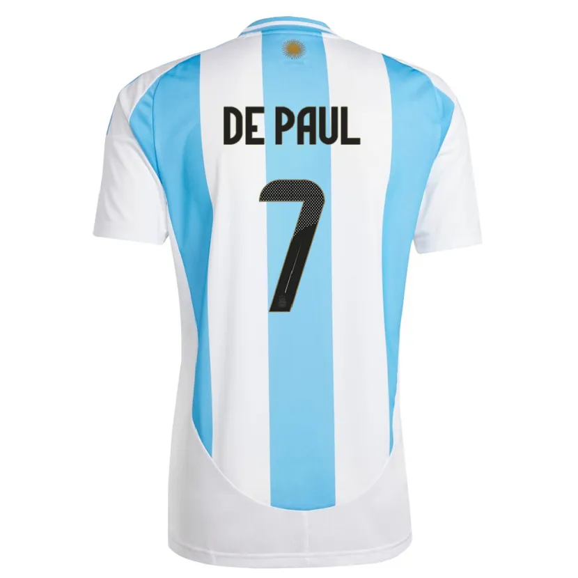 Danxen Uomo Maglia Argentina Rodrigo De Paul #7 Bianco Blu Kit Gara Home 24-26 Maglietta