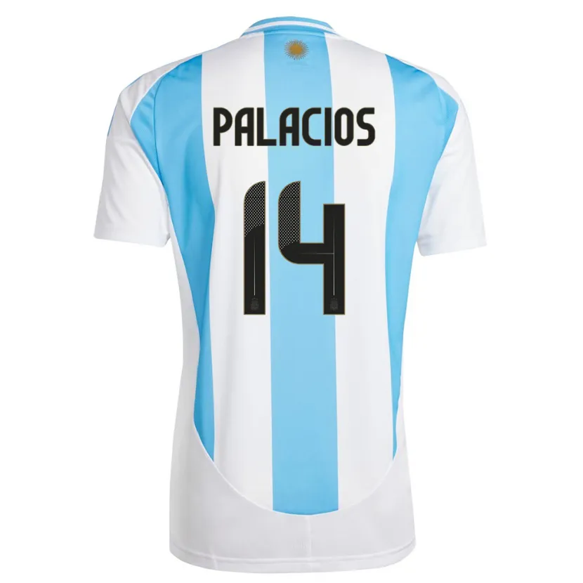 Danxen Uomo Maglia Argentina Exequiel Palacios #14 Bianco Blu Kit Gara Home 24-26 Maglietta