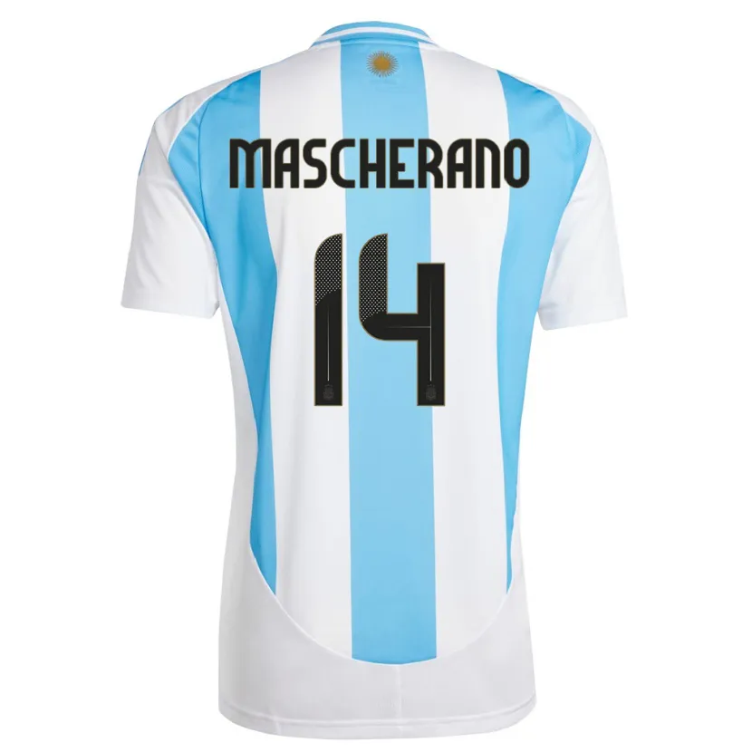Danxen Uomo Maglia Argentina Javier Mascherano #14 Bianco Blu Kit Gara Home 24-26 Maglietta
