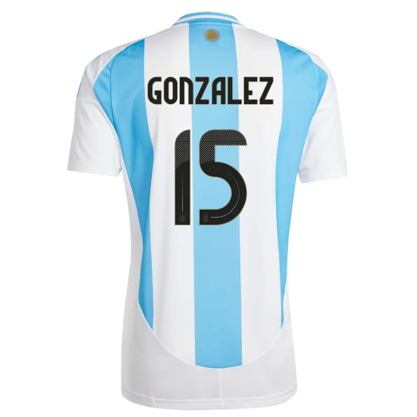Danxen Uomo Maglia Argentina Nicolas Gonzalez #15 Bianco Blu Kit Gara Home 24-26 Maglietta