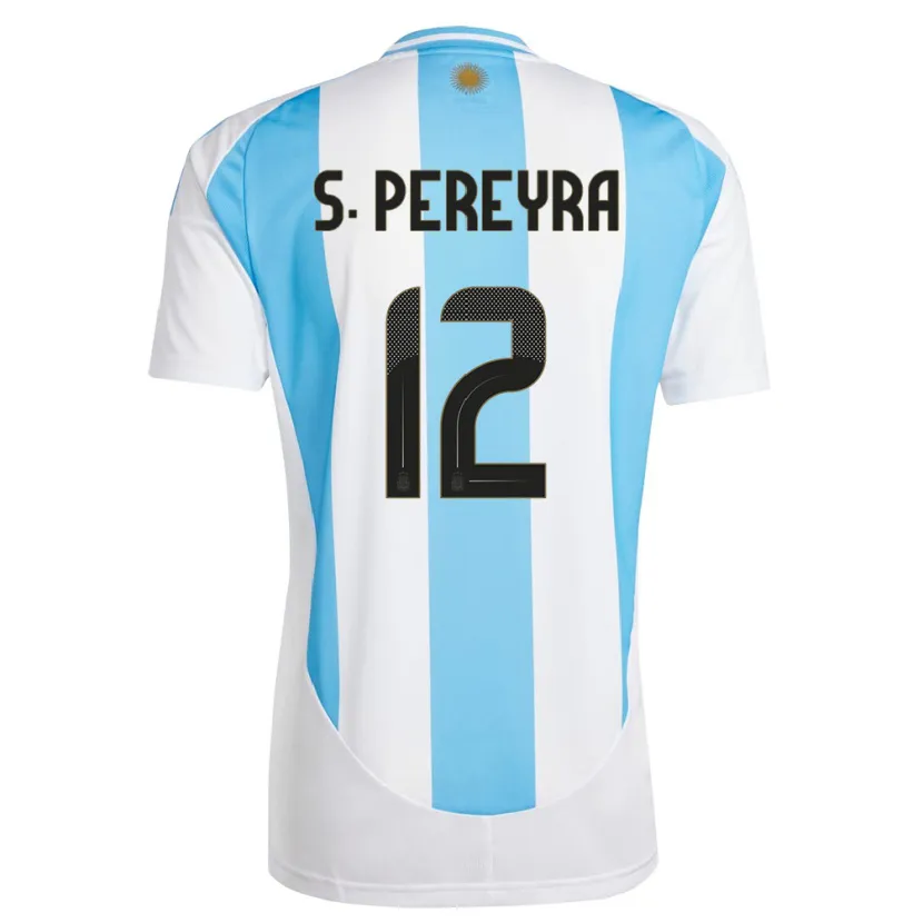 Danxen Uomo Maglia Argentina Solana Pereyra #12 Bianco Blu Kit Gara Home 24-26 Maglietta