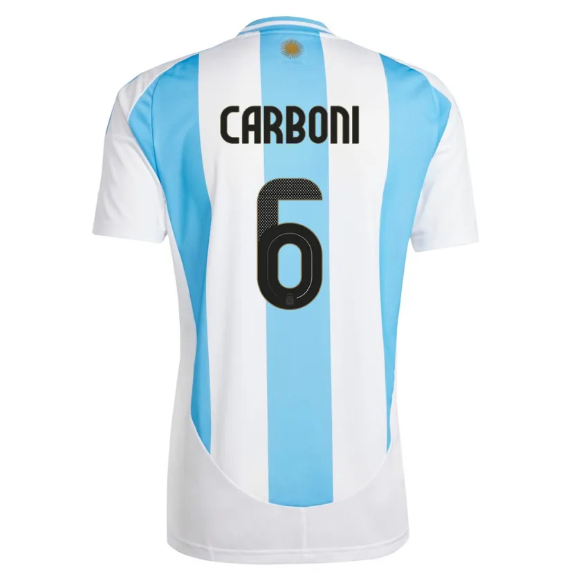 Danxen Uomo Maglia Argentina Franco Carboni #6 Bianco Blu Kit Gara Home 24-26 Maglietta
