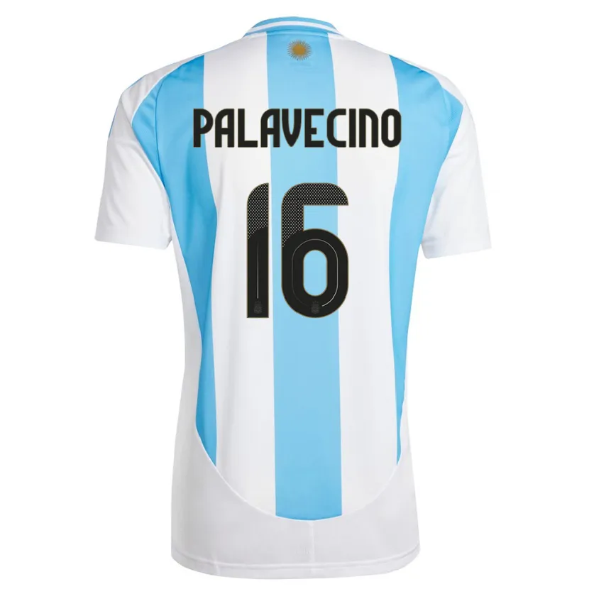 Danxen Uomo Maglia Argentina Nicolas Palavecino #16 Bianco Blu Kit Gara Home 24-26 Maglietta