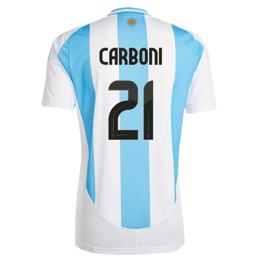 Danxen Uomo Maglia Argentina Valentin Carboni #21 Bianco Blu Kit Gara Home 24-26 Maglietta