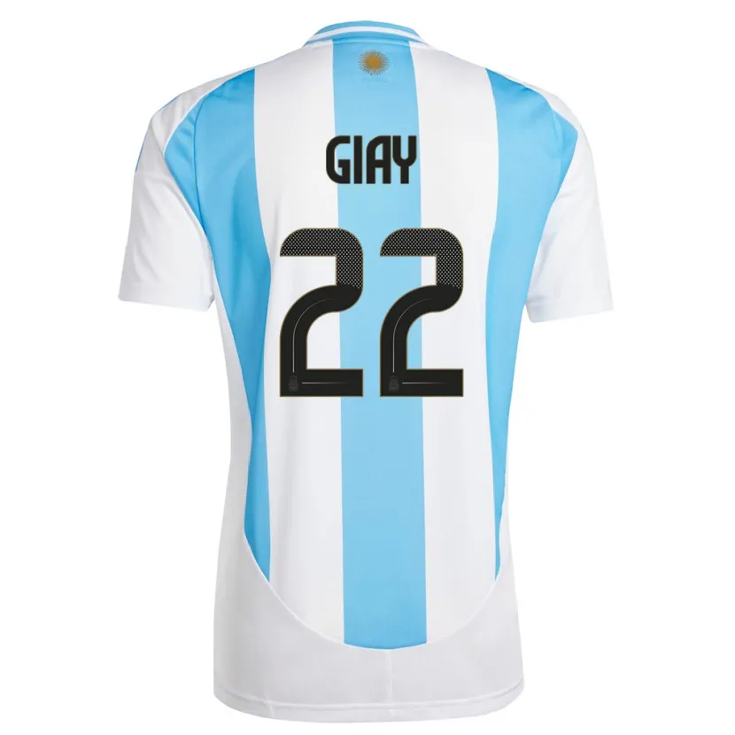 Danxen Uomo Maglia Argentina Agustin Giay #22 Bianco Blu Kit Gara Home 24-26 Maglietta