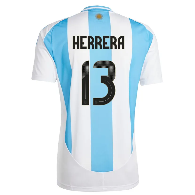Danxen Uomo Maglia Argentina Marcelo Herrera #13 Bianco Blu Kit Gara Home 24-26 Maglietta