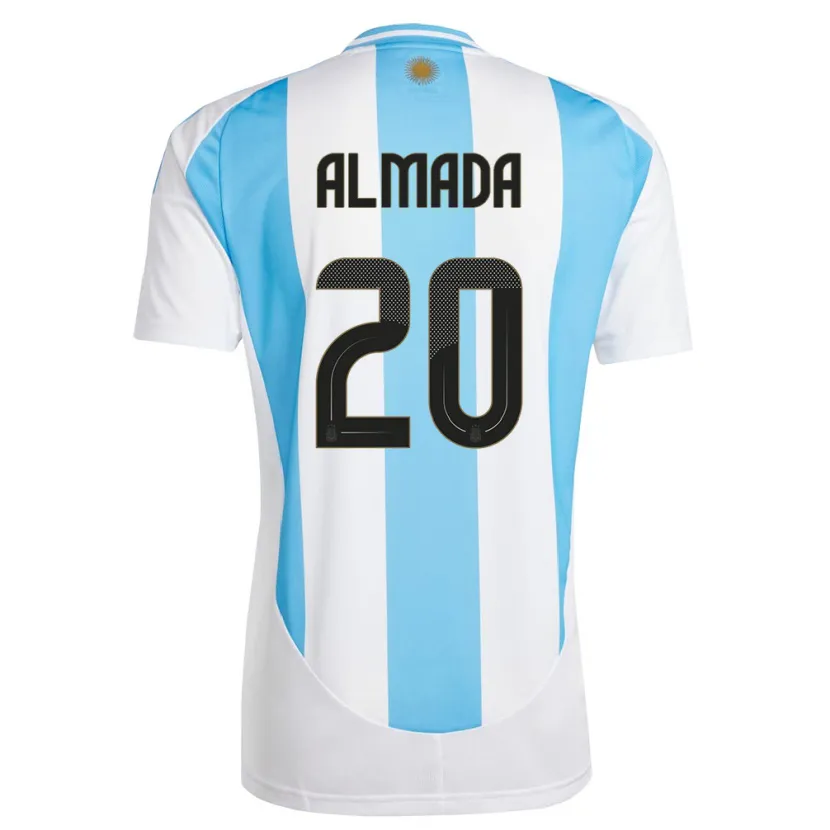 Danxen Uomo Maglia Argentina Thiago Almada #20 Bianco Blu Kit Gara Home 24-26 Maglietta