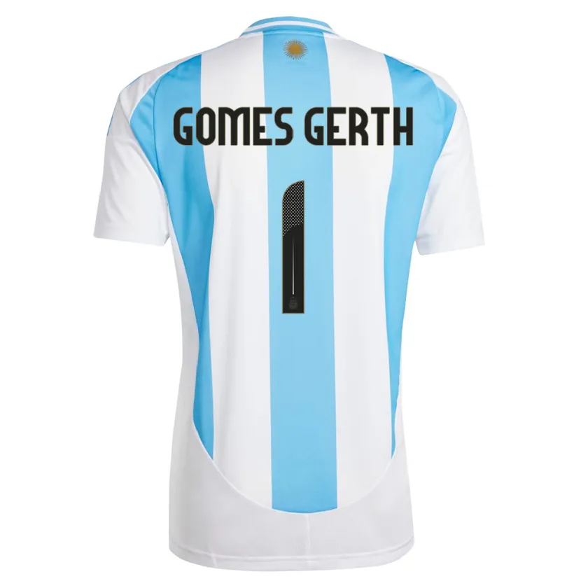 Danxen Uomo Maglia Argentina Federico Gomes Gerth #1 Bianco Blu Kit Gara Home 24-26 Maglietta
