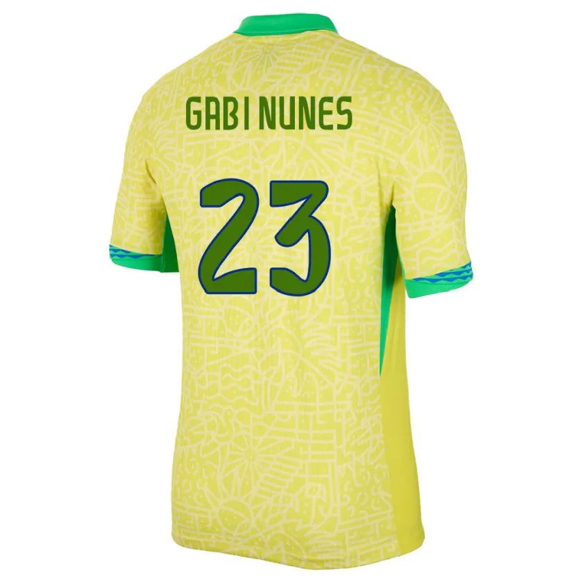 Danxen Uomo Maglia Brasile Gabi Nunes #23 Giallo Kit Gara Home 24-26 Maglietta