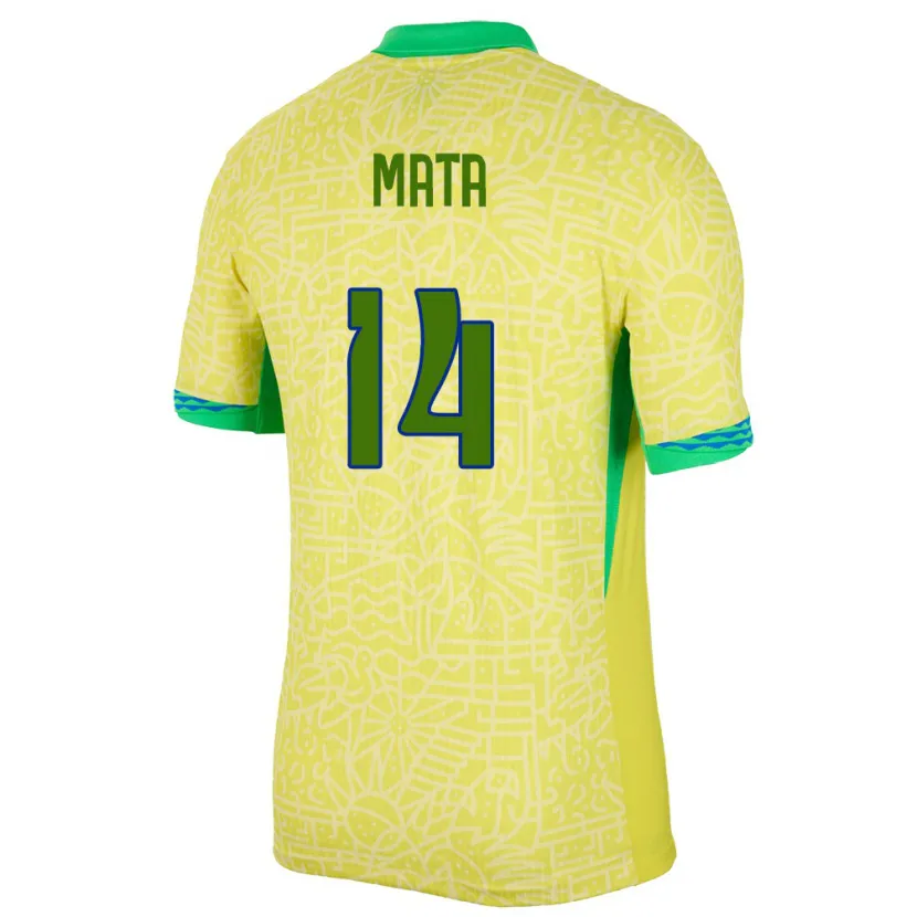 Danxen Uomo Maglia Brasile Da Mata #14 Giallo Kit Gara Home 24-26 Maglietta