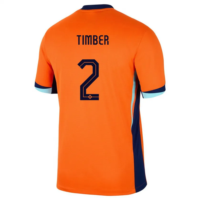 Danxen Uomo Maglia Paesi Bassi Jurrien Timber #2 Arancia Kit Gara Home 24-26 Maglietta