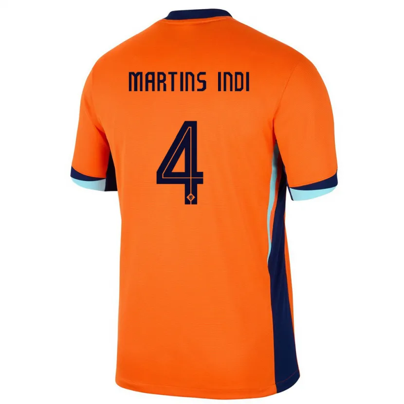 Danxen Uomo Maglia Paesi Bassi Bruno Martins Indi #4 Arancia Kit Gara Home 24-26 Maglietta