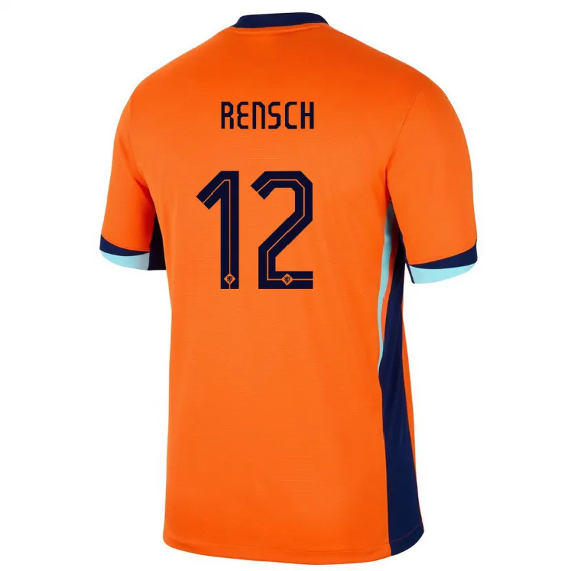 Danxen Uomo Maglia Paesi Bassi Devyne Rensch #12 Arancia Kit Gara Home 24-26 Maglietta