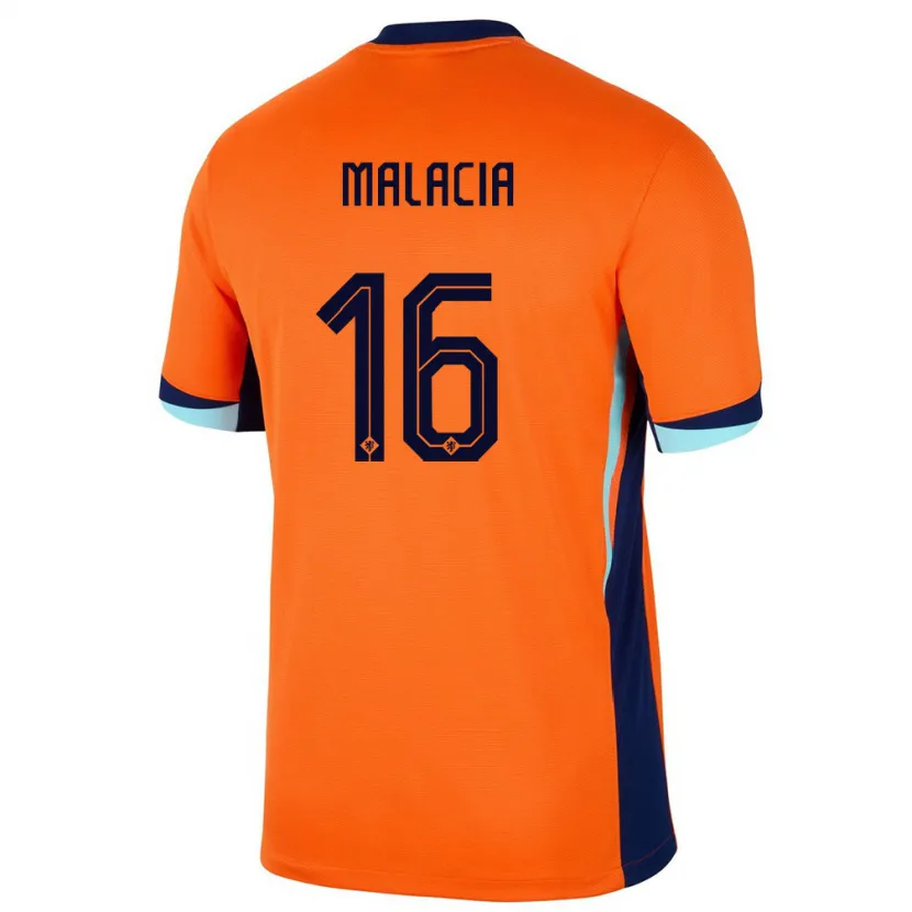 Danxen Uomo Maglia Paesi Bassi Tyrell Malacia #16 Arancia Kit Gara Home 24-26 Maglietta
