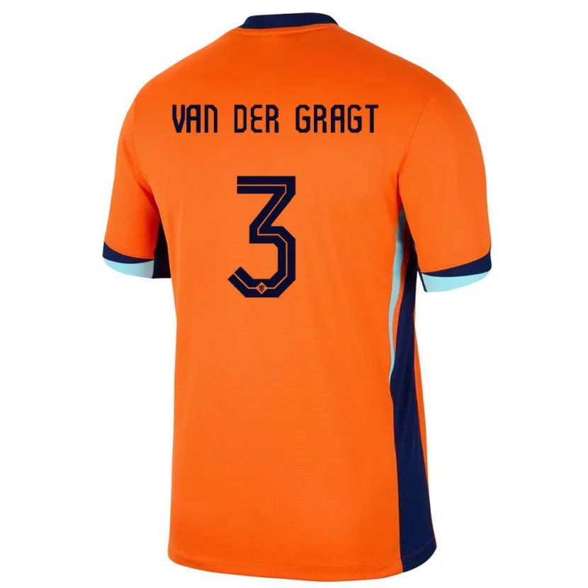 Danxen Uomo Maglia Paesi Bassi Stefanie Van Der Gragt #3 Arancia Kit Gara Home 24-26 Maglietta