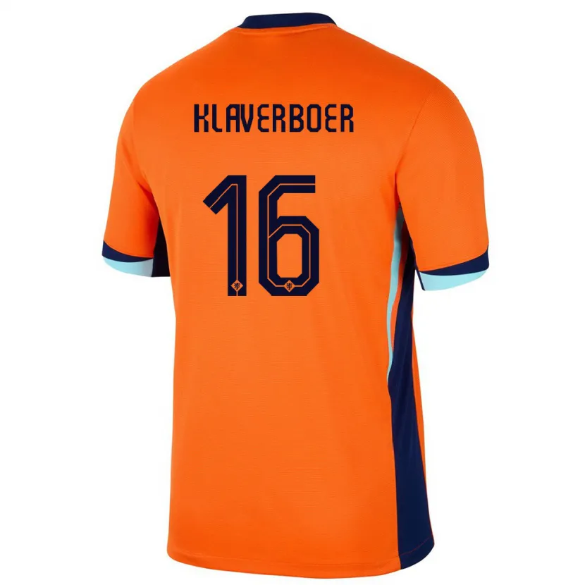 Danxen Uomo Maglia Paesi Bassi Bernt Klaverboer #16 Arancia Kit Gara Home 24-26 Maglietta