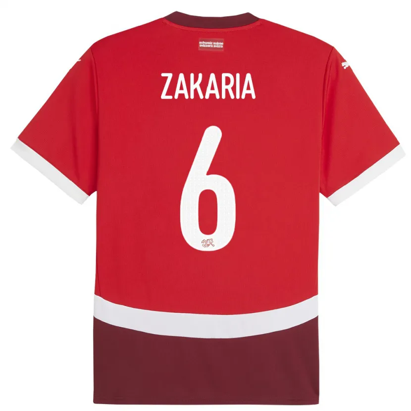 Danxen Uomo Maglia Svizzera Denis Zakaria #6 Rosso Kit Gara Home 24-26 Maglietta