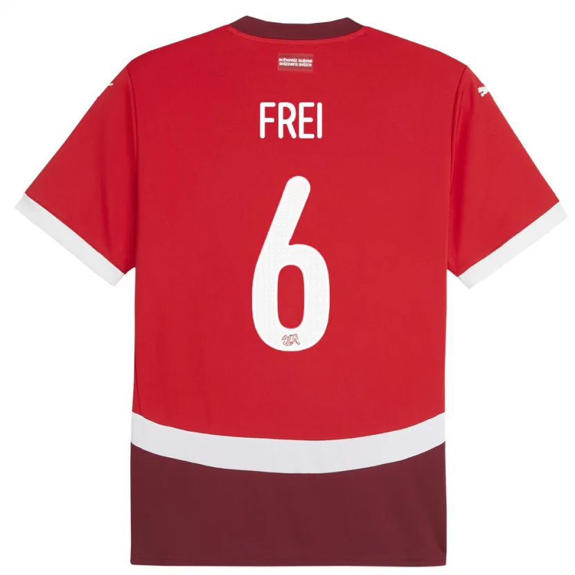 Danxen Uomo Maglia Svizzera Fabian Frei #6 Rosso Kit Gara Home 24-26 Maglietta